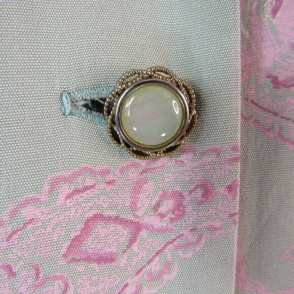 Leslie Fay Career Midi Shift Dress Faux Pearl Button Front Short Sleeves Sz 14P - Picture 5 of 8